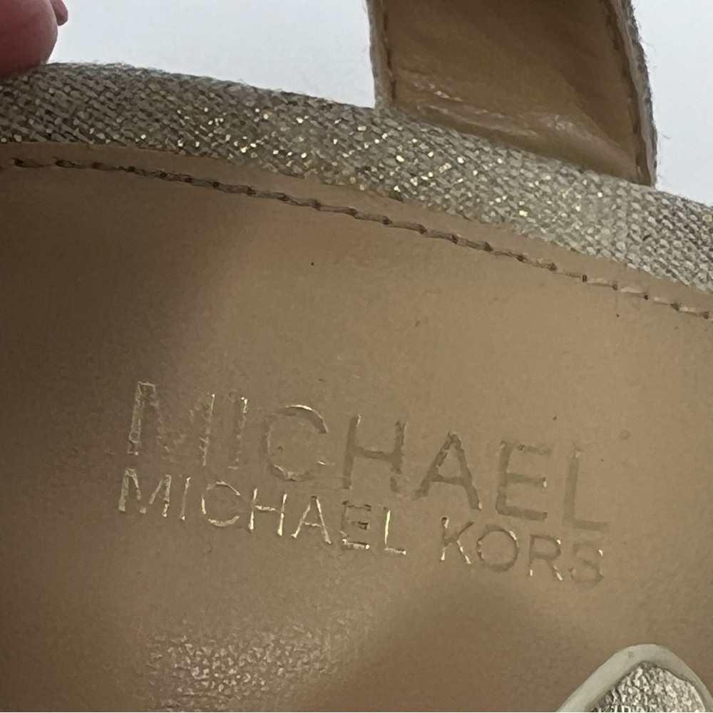 Michael Kors Gold and Tan Wedge Sandals - Picture 7 of 8